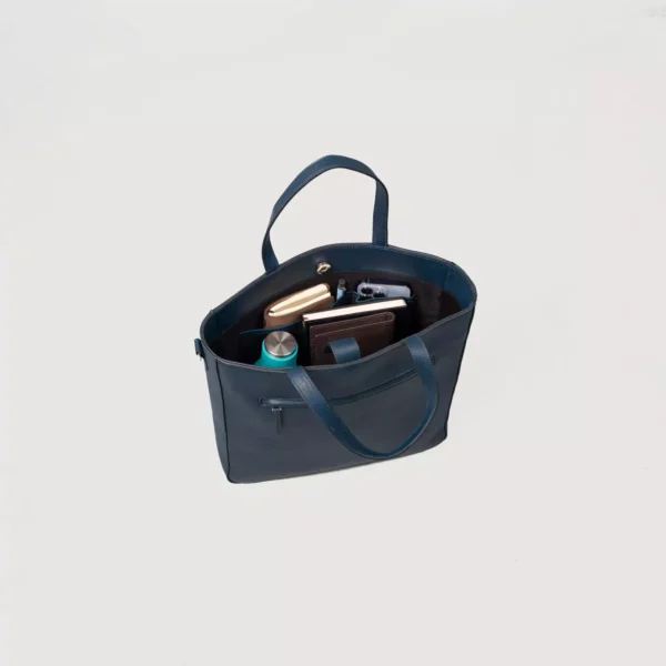 The Poet Midnight Blue Leather Tote Bag Gallery 3