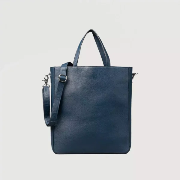 The Poet Midnight Blue Leather Tote Bag Gallery 7