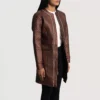 Trudy Lane Quilted Maroon Leather Coat gallery 1