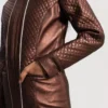 Trudy Lane Quilted Maroon Leather Coat gallery 5