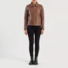 Vixen Brown Classic Collar Leather Jacket gallery 6