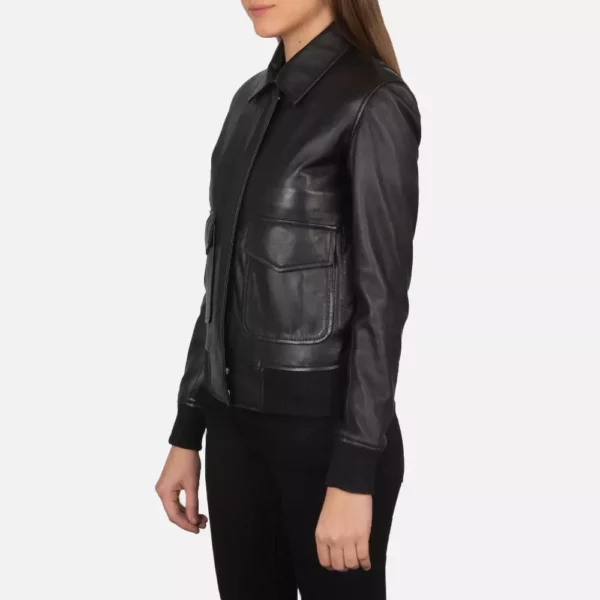 Westa A-2 Black Leather Bomber Jacket gallery 1