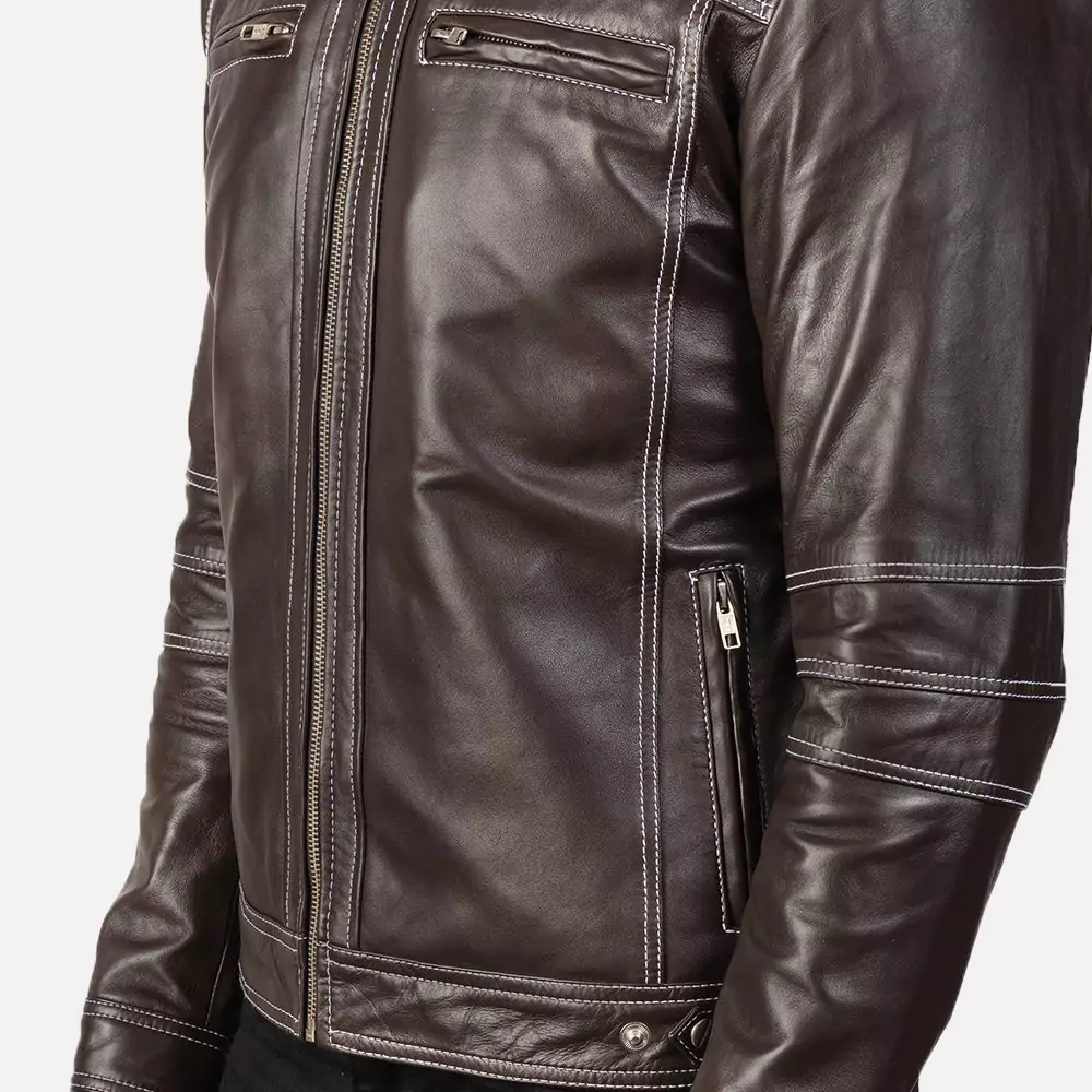 Youngster Brown Leather Biker Jacket Gallery 3