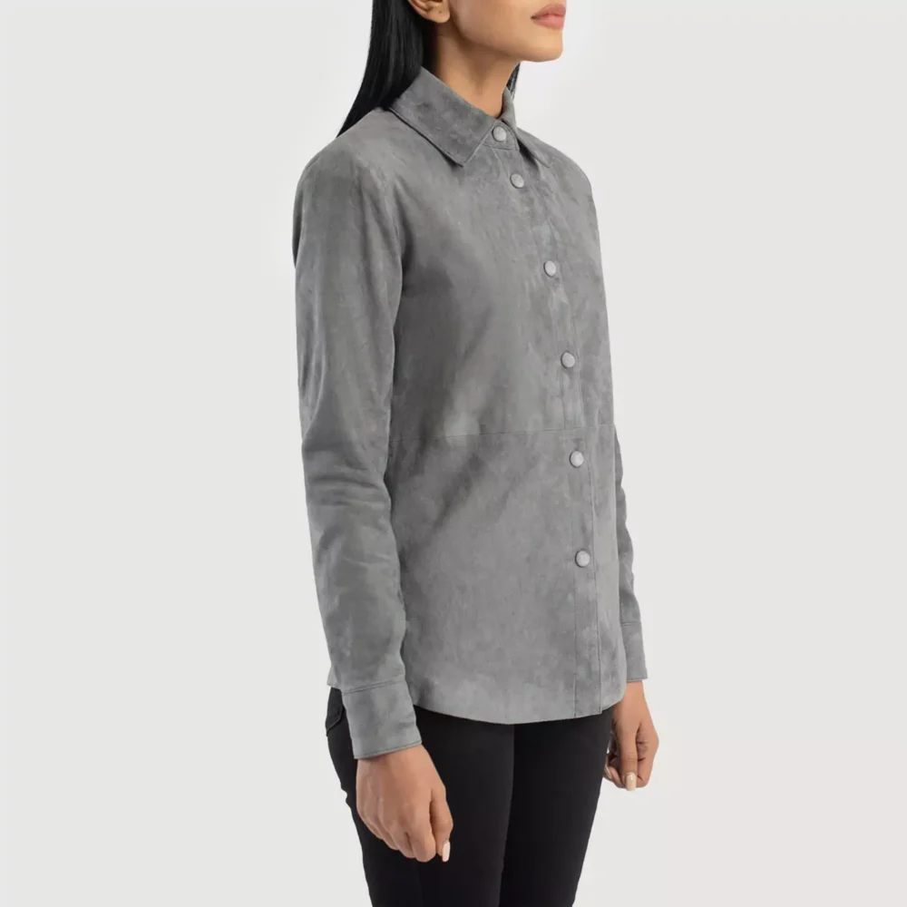 Zenith Grey Suede Leather Shirt Jacket gallary 1