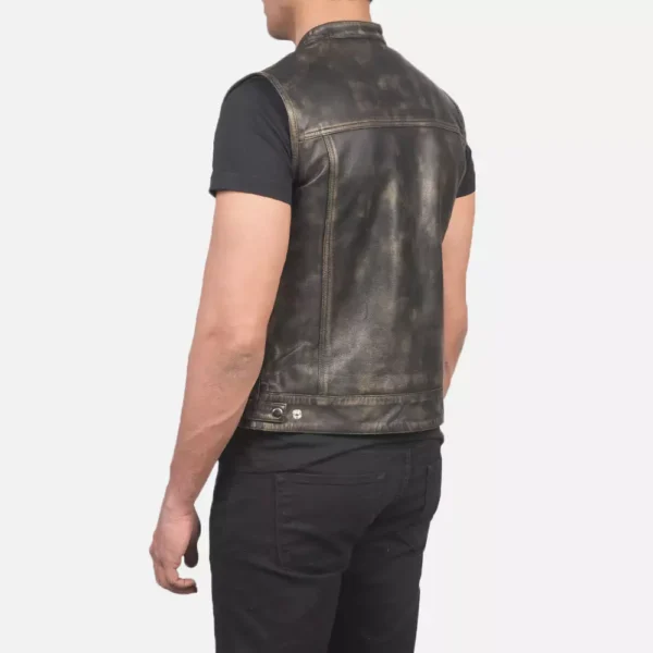 Atlas Moto Distressed Brown Leather Vest Gallery 3
