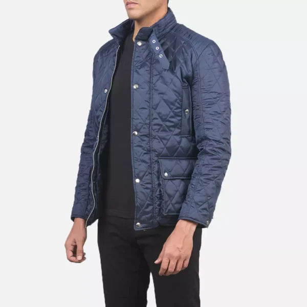 Barry Quilted Blue Windbreaker Jacket Gallery 1
