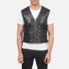 Brandon Black Leather Vest Gallery 5