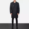 Claud Black Wool Double Breasted Coat Gallery 4