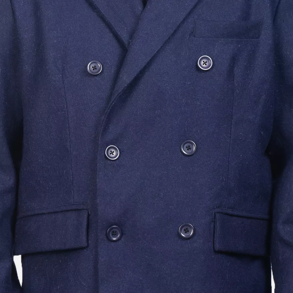 Claud Blue Wool Double Breasted Coat Gallery 4