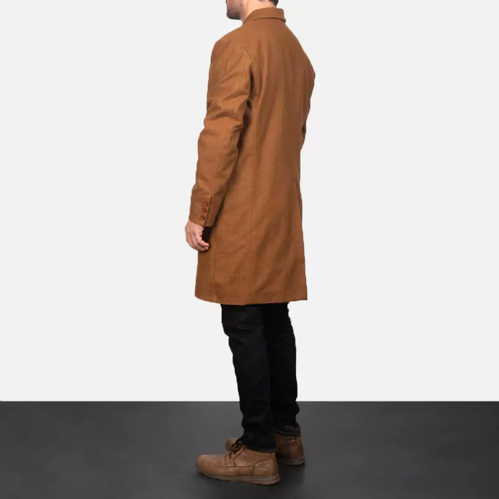 Claud Khaki Wool Double Breasted Coat Gallery 5