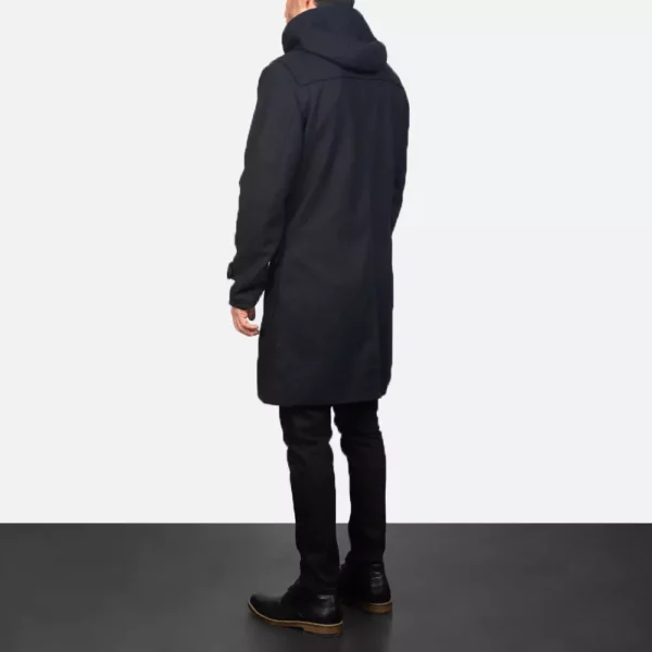 Drake Black Wool Duffle Coat Gallery 5