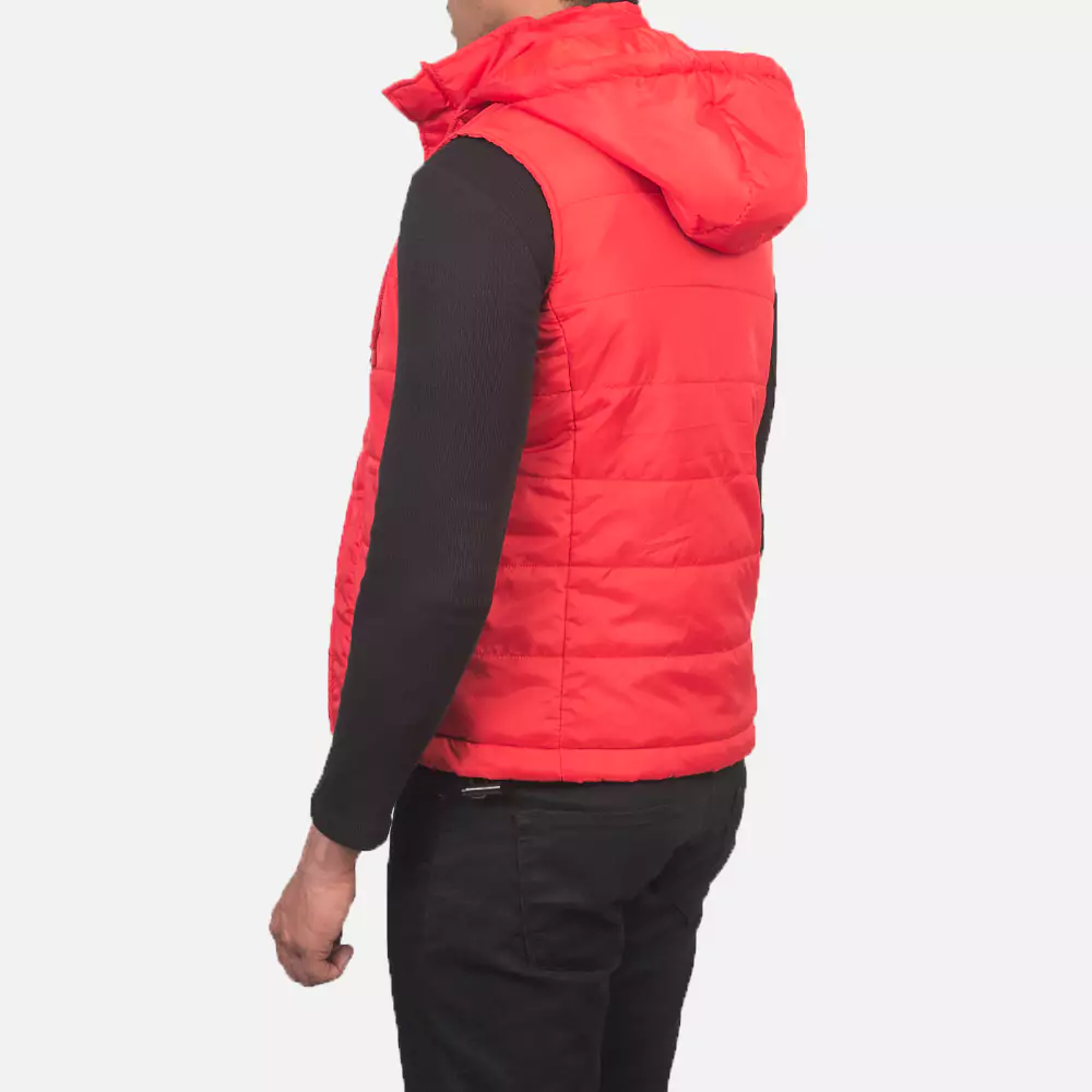 Fuston Red Hooded Puffer Vest Gallery 3