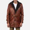Hunter Distressed Brown Fur Leather Coat Gallery 1