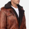 Hunter Distressed Brown Fur Leather Coat Gallery 4