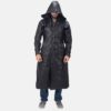 Huntsman Black Hooded Leather Trench Coat Gallery 5