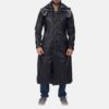 Huntsman Black Hooded Leather Trench Coat Gllery 1