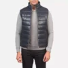 Reeves Blue Leather Puffer Vest