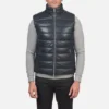 Reeves Blue Leather Puffer Vest Gallery 4