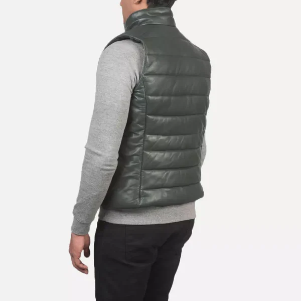 Reeves Green Leather Puffer Vest Gallery 1