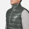 Reeves Green Leather Puffer Vest Gallery 2