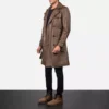 Royson Brown Leather Duster Coat Gallery 1