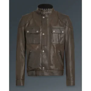 Brooklands Motorcycle Jacket Hand Waxed Leather Darkbrown