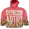 Pink Depressed Artist Colors Hoodie for women
