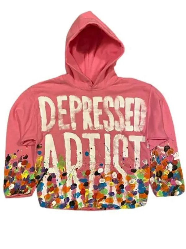 Pink Depressed Artist Colors Hoodie for women
