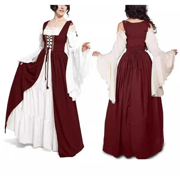 American Medieval Flared Sleeves Dress Costume for Halloween