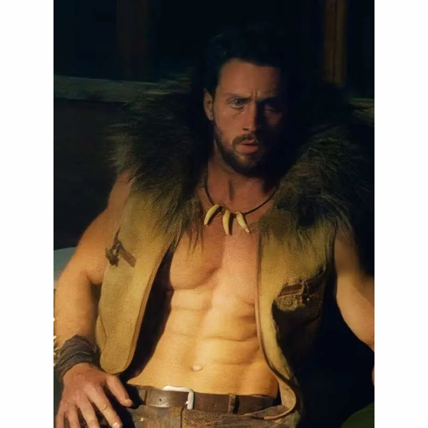 Aaron Taylor-Johnson Brown Fur Vest On Sale