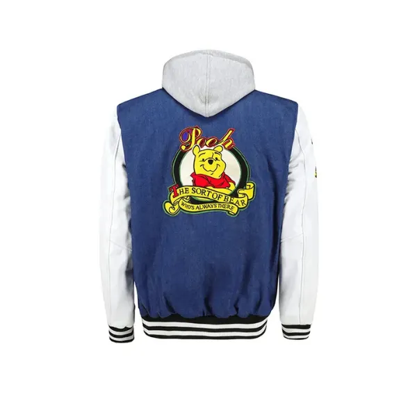 90s Xxxtentacion Blue Denim White Leather Bomber Jacket