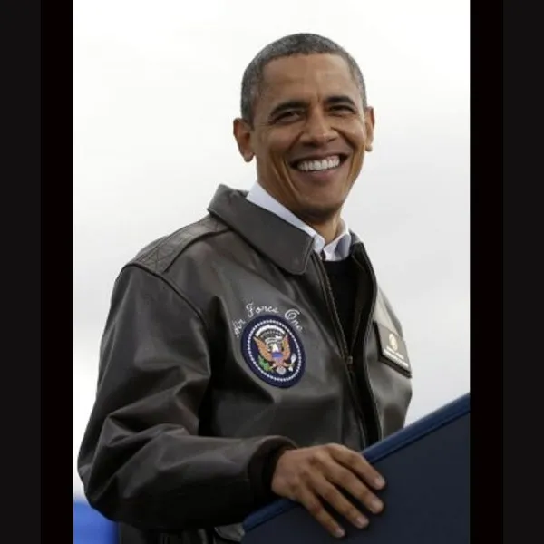 Barack Obama Flight Brown Leather Jacket