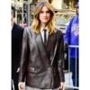 Allison Williams American Actress Brown Leather Blazer Coat buy now