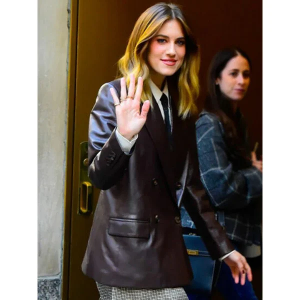 Allison Williams American Actress Leather Blazer Coat on sale