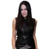 Bettina Zimmermann Black Leather Vest on sale