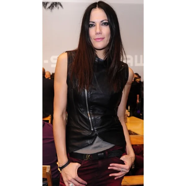 Bettina Zimmermann Black Leather Vest buy now