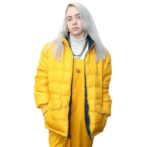 Billie Eilish American Singer Polyester Yellow Puffer Jacket shop now