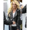 Britney Spears Black Leather Jacket on sale