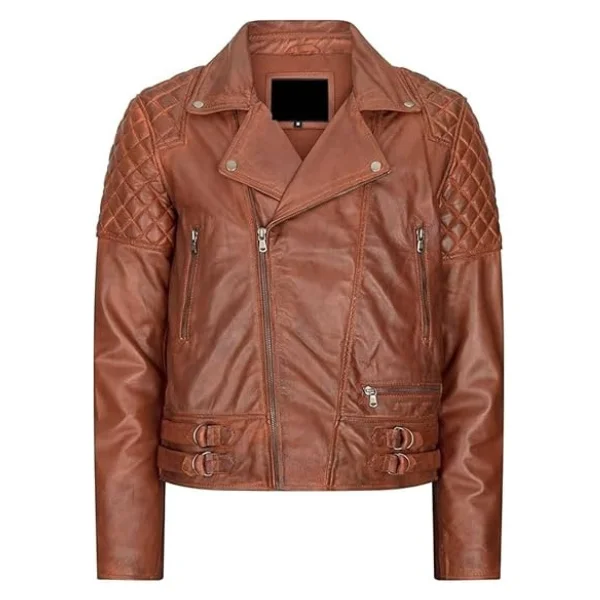 brown leather jacket