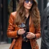 Cate Blanchett Black Bag 2025 Kathryn Brown Leather Jacket shop now