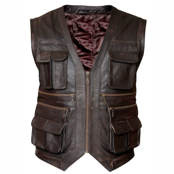 Mens Brown Leather Vest