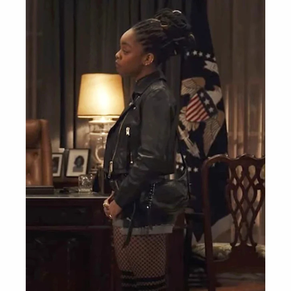 Marsai Martin G20 Movie 2025 Serena Sutton Black Biker Leather Jacket