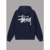 Navy Blue Basic Stussy Hooded Sweatshirt