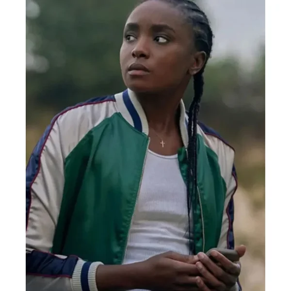 The Old Guard KiKi Layne Green Varsity Jacket on sale