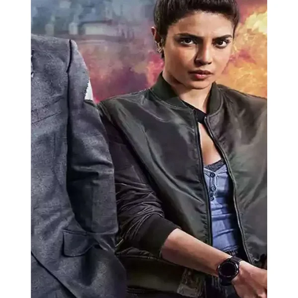 Priyanka Chopra Jonas Heads of State Leather Bomber Jacket on sale