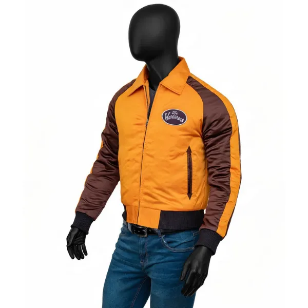 The Wanderers Movie Jacket – Men's Gold Varsity Letterman Style, Satin Motorcycle Jacket