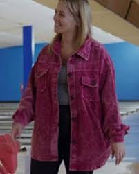 Grumpy Old Santa Movie 2023 Brooke Lyons Pink Corduroy Jacket