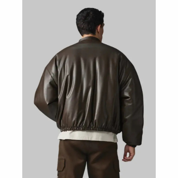 Alo Brown Leather Jacket For Mens