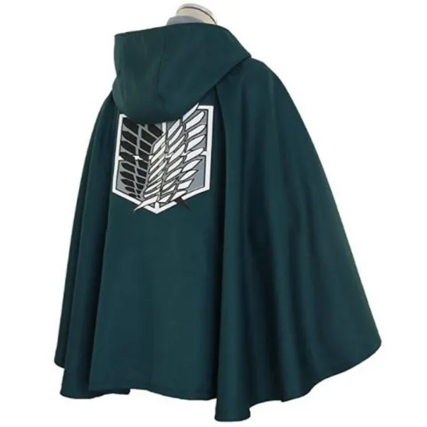 Attack on Titan Garrison Regiment Red Rose Printed Green Hooded Cloak Cape
