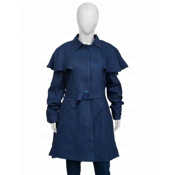 Emily Blunt Corduroy Blue Coat
